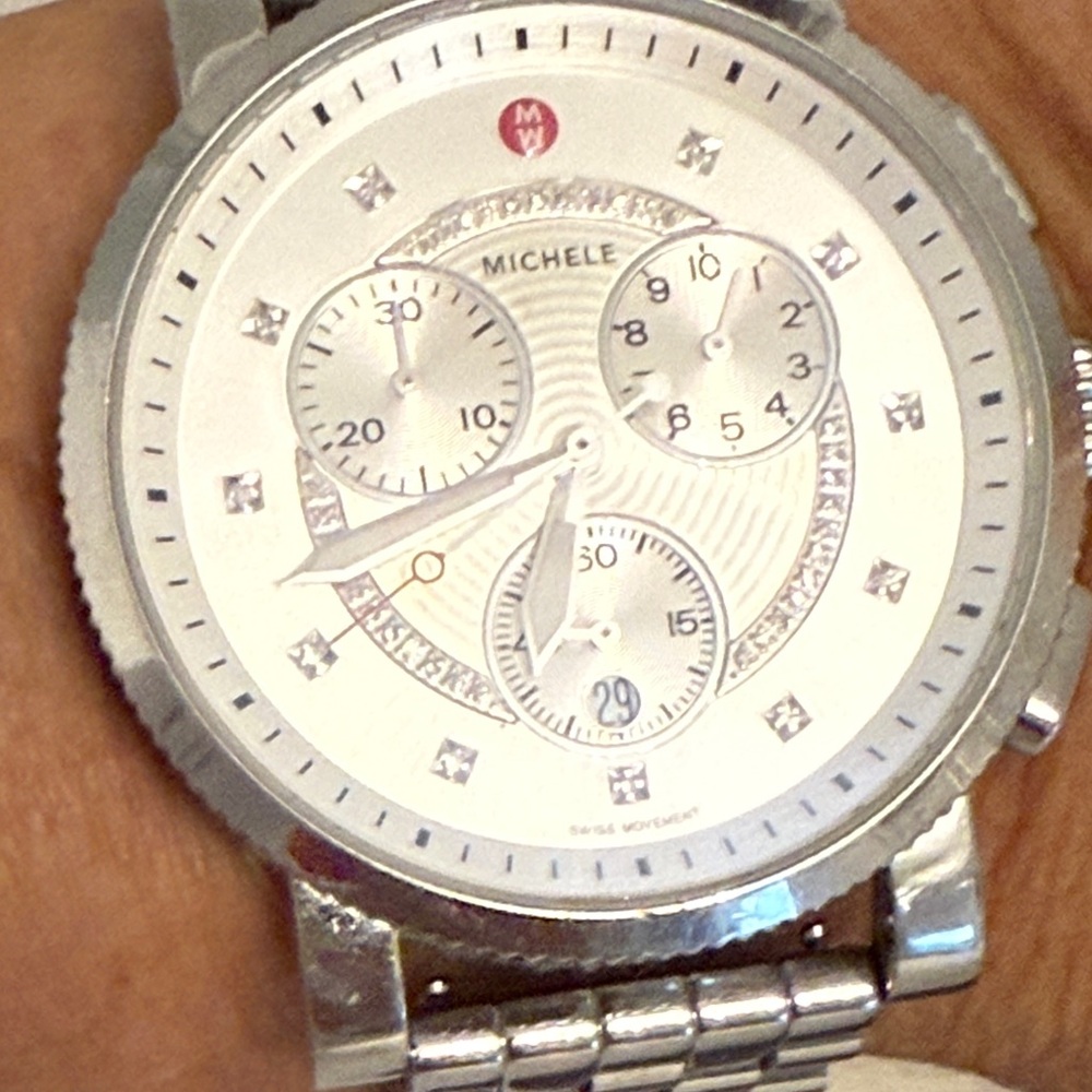 Michele Silver Chronograph women Watch - Picture 12 of 13